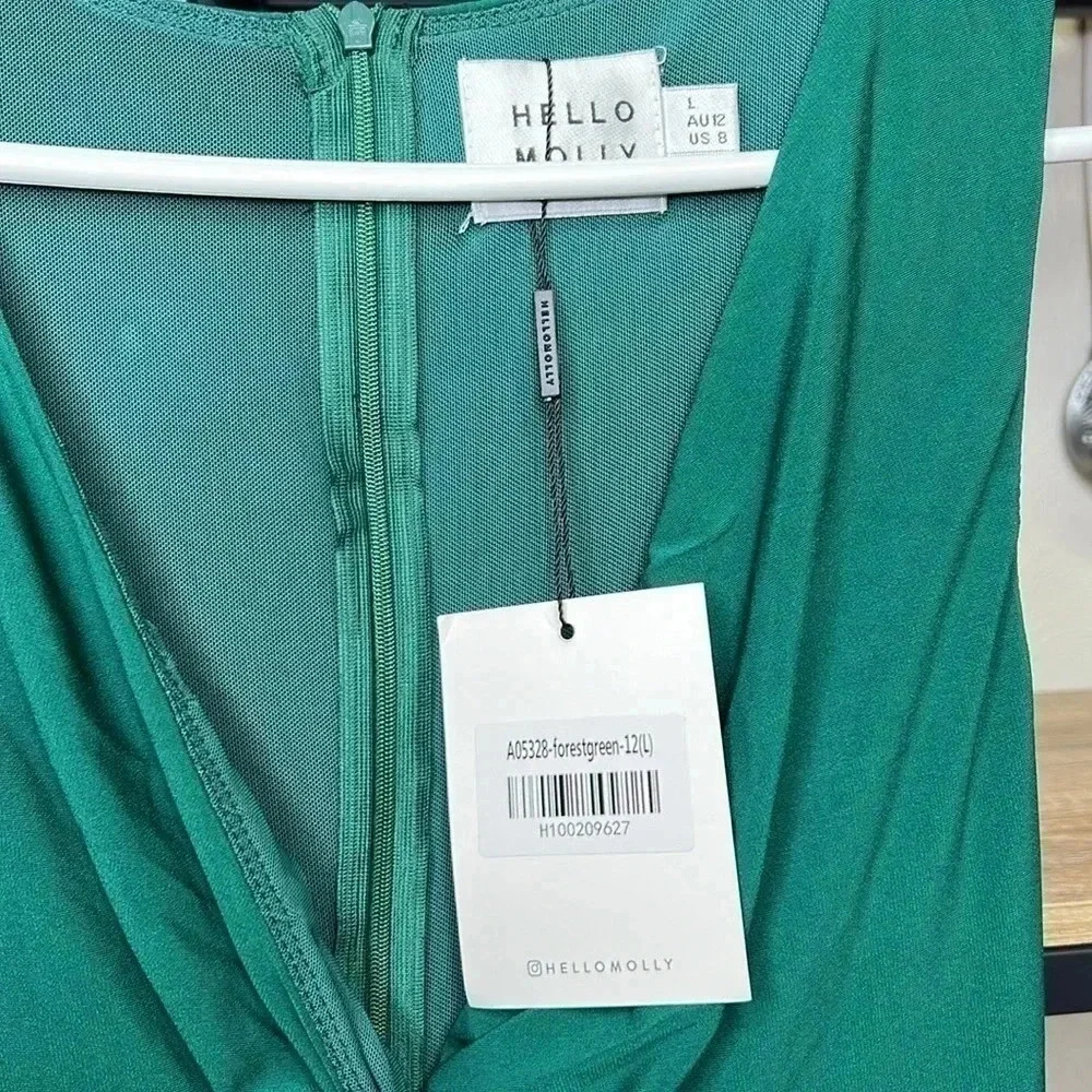 Hello Molly NWT Babe in Town Midi Dress Green Size L - Picture 8 of 8